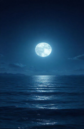 Moon Over Ocean Wallpaper
