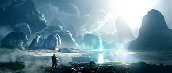Sci Fi Art Ice Planet 2d Digital Scenery Landscapes
