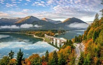 Wallpaper Road Autumn Forest Mountains Bridge Lake Germany