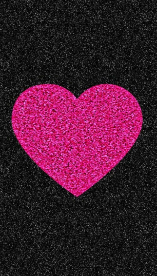 Glitter Pink Hearts On Shiny Black Wallpaper