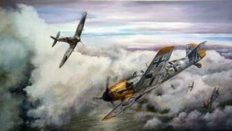 Bf Me Dogfight War Spitfire Aircraft Aviation