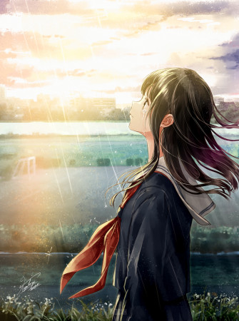 Anime Girl Black Hair Original Character School