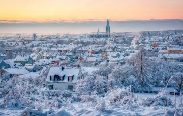 Wallpaper Winter Snow Building Home Germany Bayern Panorama