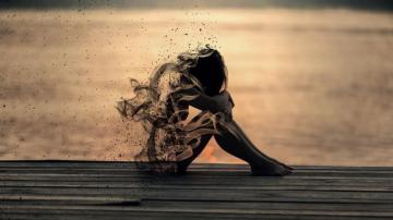 Wallpaper 4k Girl Sitting On Pier Artwork