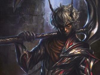 Wallpaper Demon Horns Scythe Man Art HD Ultra