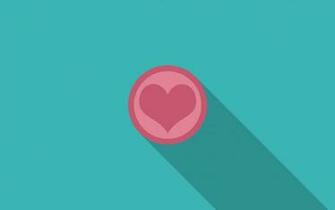 Cyan Design Flat Hearts Shadows Wallpaper