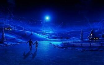 Blue Christmas Winter Night Wallpaper Amp Paintings