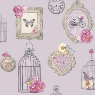 Arthouse Madeline Frames Shabby Chic Wallpaper Bird Cage Vintage