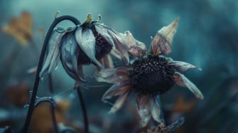 Wilted Flowers Moody Backdrop Wallpaper