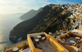 Wallpaper Sea The City Greece Roof Santorini Image For