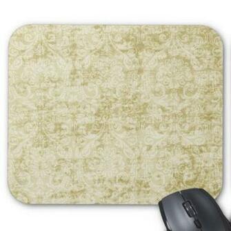 Cream Colored Damask Floral Wallpaper Pattern Mouse Pad