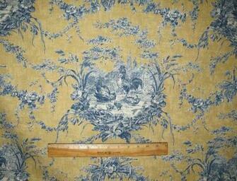 Waverly La Petite Ferme Blue Yellow French Country Rooster Chicken To