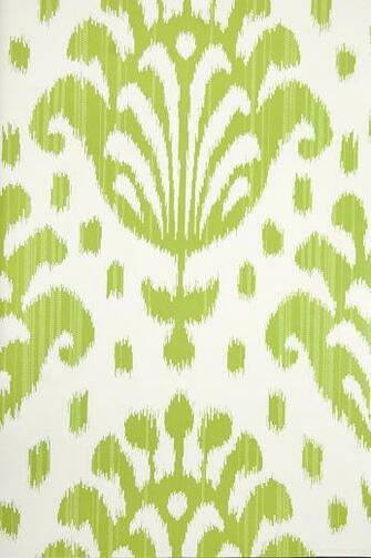Thai Ikat Wallpaper Cream With Green Print