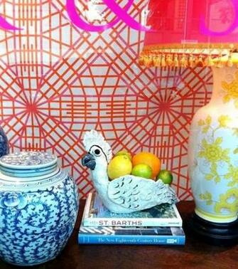 Anna Spiro Wallpaper Blue And White Ginger Jar Pom Trim