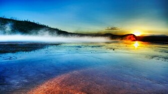 Sunrise Yellowstone Wallpaper In Nature With All