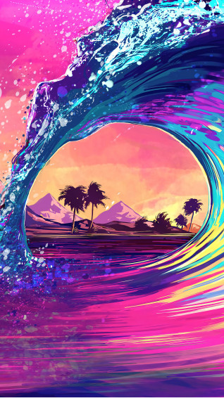 Ocean Wave Colorful Digital Art Scenery HD 4k Wallpaper