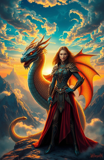 Woman And Dragon Wallpaper