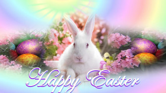 Happy Easter With Bunny And Eggs
