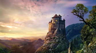 Sunset Fantasy Castle Wallpaper
