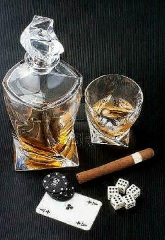 Of Whiskey With Cuban Cigar Image Description