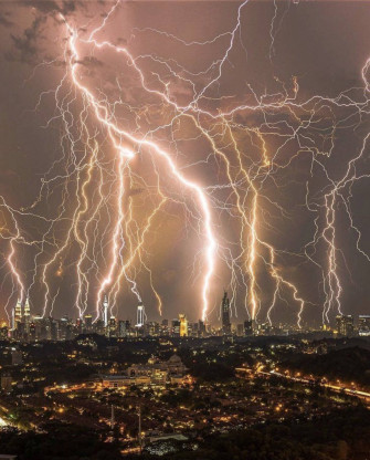 Aesthetic Yellow Lightning City Wallpaper