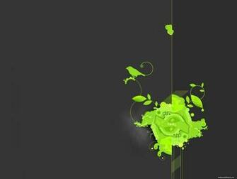Green Leaflets And A Birdie On Dark Grey Background Best