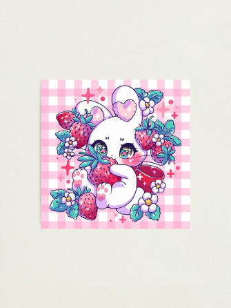 Rabbit Strawberry Kawaii Photographic Print By