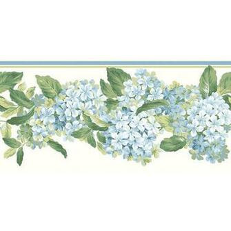 Blue Hydrangea Border Wallpaper Wall Sticker Outlet
