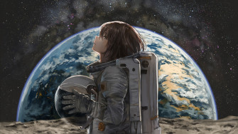 Space Astronaut Anime Girl Earth 4k Wallpaper