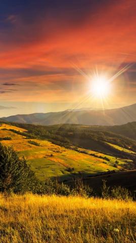 Valley Mountains Sunshine Wallpaper