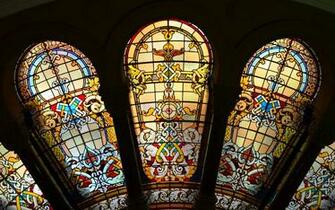 Man Made Queen Victoria Building Stained Glass Window Wallpaper