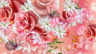 Roses And Butterflies Pink Desktop Laptop Ed In