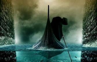 Wallpaper River Boat Haze Charon Styx Image For Desktop