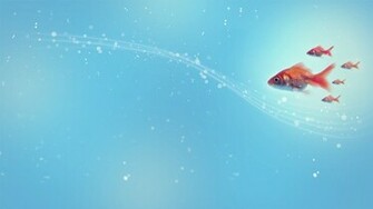 Gold Fish HD Wallpaper Blue Water And Swimming