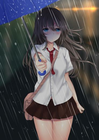 Anime Blue Eyes Blushing Tsundere Looking At