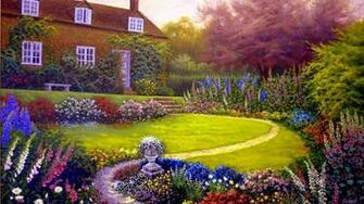 Autumn Country House Garden Hq Wallpaper