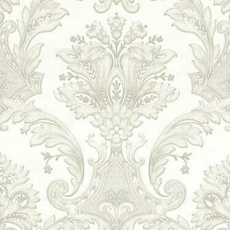 Italiano Designer Feature Wallpaper White Silver Kashmir