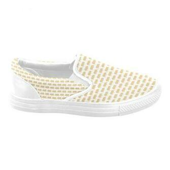 Gold Pig White Background Ladies Slip On S Shoes For