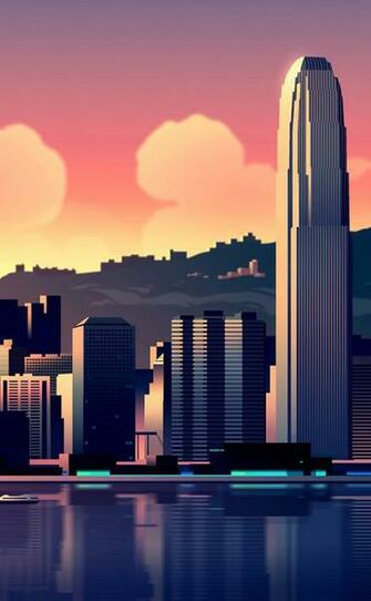 16bit Cityscape And Lake Resolution Wallpaper