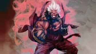 Street Fighter Oni Rage Akuma Artwork White Hair Wallpaper