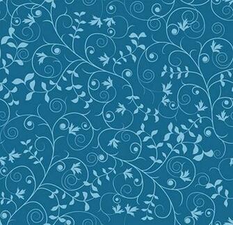 Lt Teal Blue Vines With Leaves On A Medium Dk Background