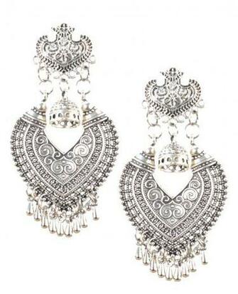 Women S Oxidised Silver Fashion Earrings For Party Wear Nisuj