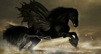Horses Pegasus Abstract Black Wallpaper