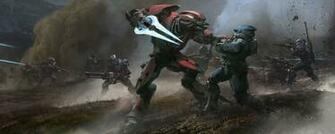 Halo Reach Elite Battle Spartan Wallpaper Background Dual Monitor
