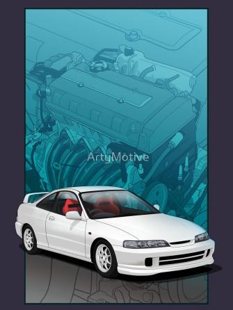 Integra Dc2 With B Series Background Classic T Shirt By