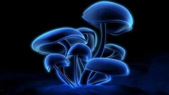 Neon Glowing Mushrooms Wallpaper