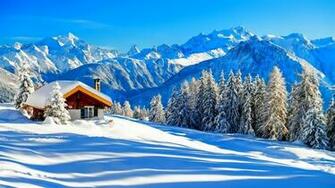 Houses Beautiful Mountain Winter Wallpaper HD