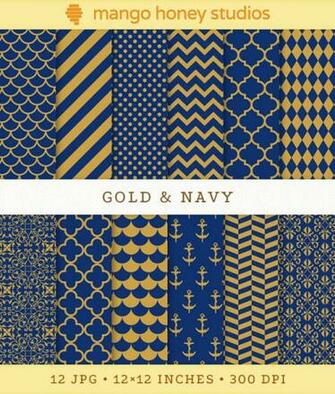 Navy Blue And Gold Background Digital Paper