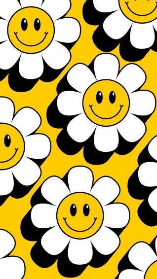 Sunflower Smiley Face Matching Wallpaper Pink iPhone