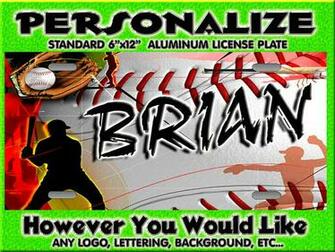 Baseball Mom Dad Background Personalized Monogrammed License